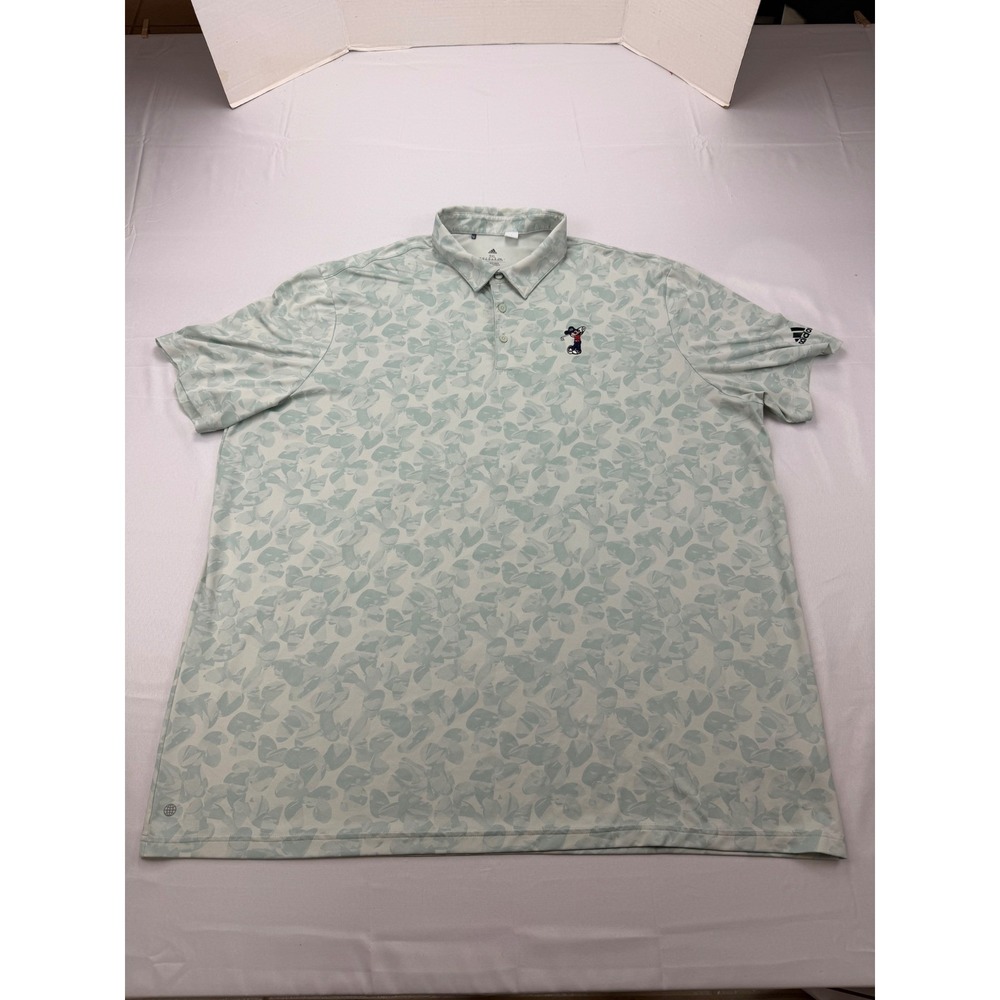 Adidas Golf Polo Mens 3XL Green Disney Mickey Mouse Floral Leaf Print Shirt